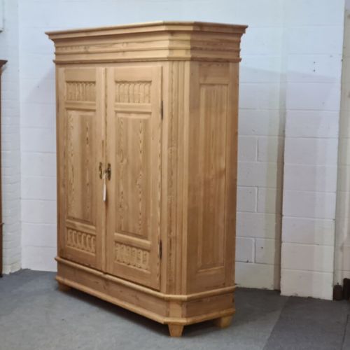 fig 2. Very Large Ornate Antique Pine Wardrobe