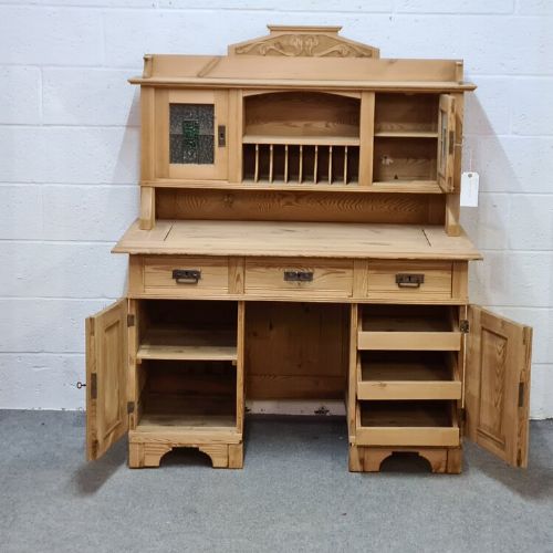 fig 1. Large Old Pine Desk with cupboards and drawers
