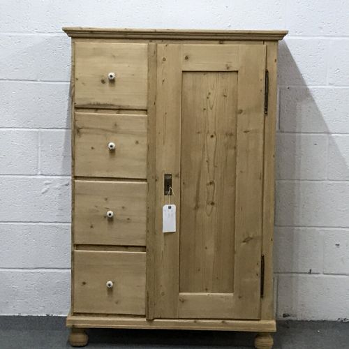 Old Pine Bread Cupboard with Four Drawers