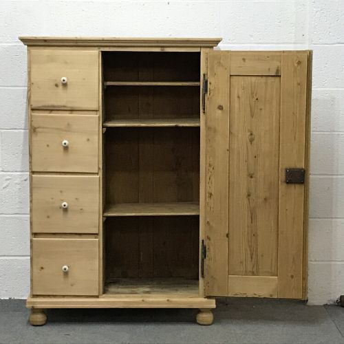 fig 1. Old Pine Bread Cupboard with Four Drawers