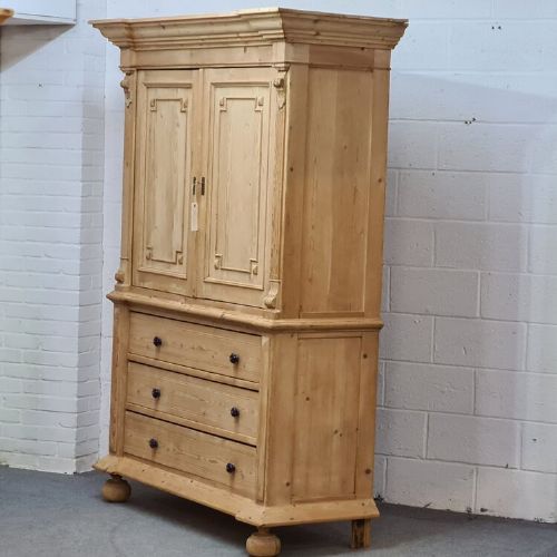 fig 1. Large Antique Pine Dutch Linen Press