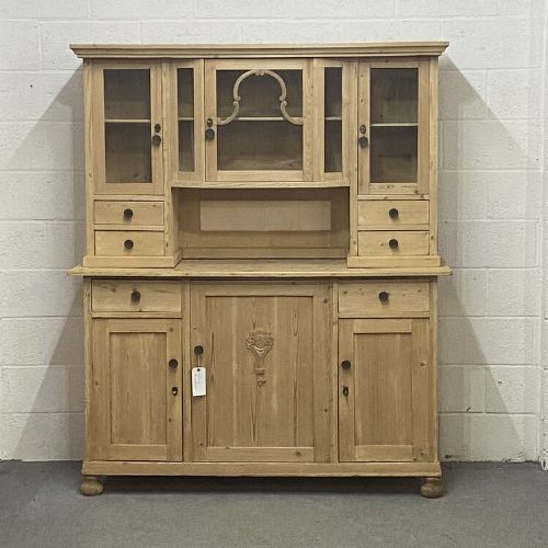 Large Partly Glazed Old Pine Dresser