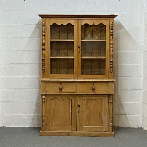 Large Antique Pine Partly Glazed Scottish Dresser