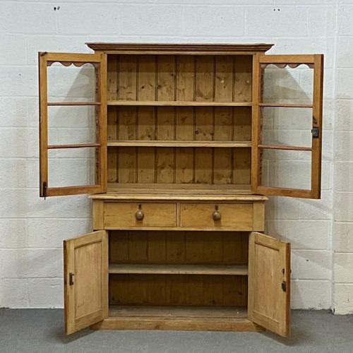fig 1. Large Antique Pine Partly Glazed Scottish Dresser
