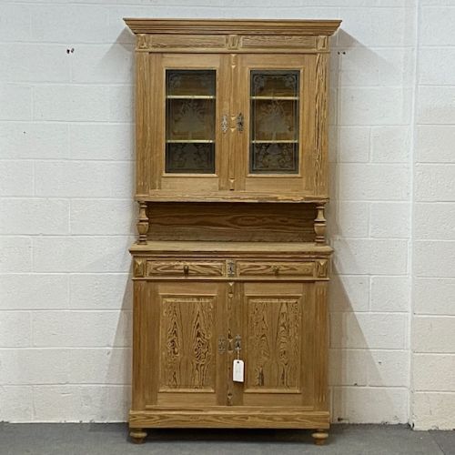 Very Tall Antique Pine Partly Glazed Dresser