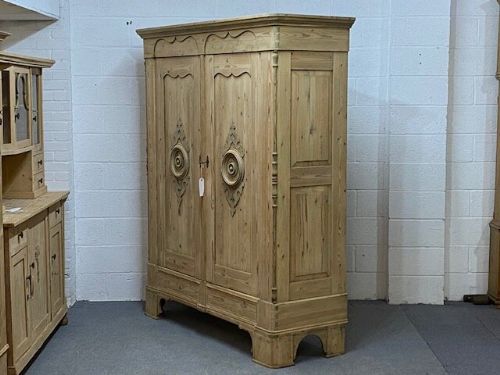 fig 1. Beautiful Ornate Mid 1800's Double Pine Wardrobe (Dismantles)