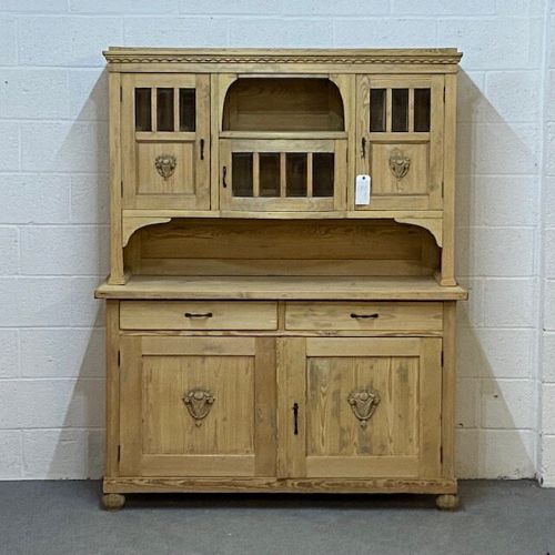 Impressive Partly Glazed Old Pine Dresser