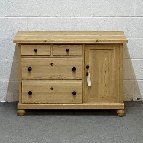 Old Pine Chest of Drawers with Cupboard