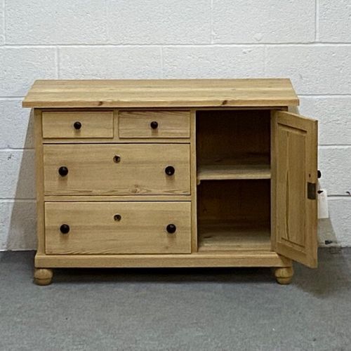 fig 1. Old Pine Chest Of Drawers With Cupboard