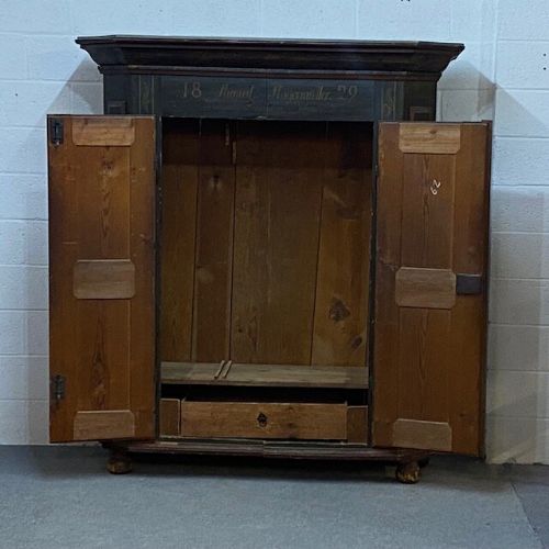 fig 1. EARLY 1800'S PAINTED PINE MARRIAGE ARMOIRE