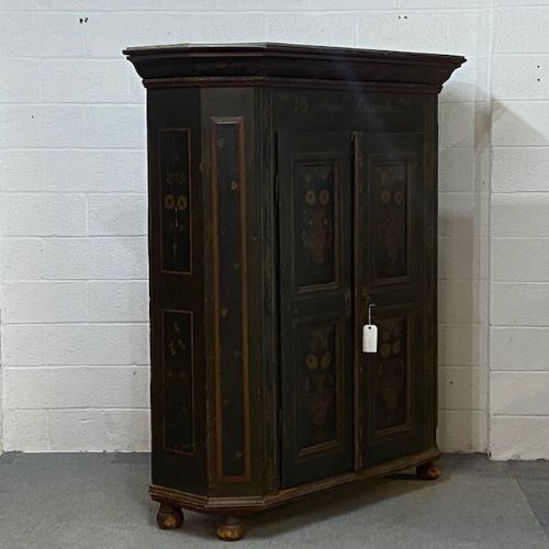 fig 2. EARLY 1800'S PAINTED PINE MARRIAGE ARMOIRE