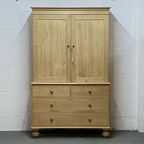 Very Large Mid Victorian Pine Linen Press