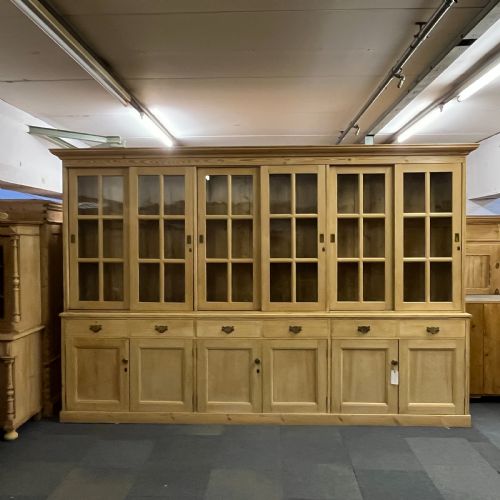 fig 1. Very Large Late Victorian Pine Partly Glazed Dresser With Sliding Doors
