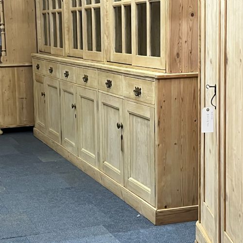 fig 2. Very Large Late Victorian Pine Partly Glazed Dresser With Sliding Doors