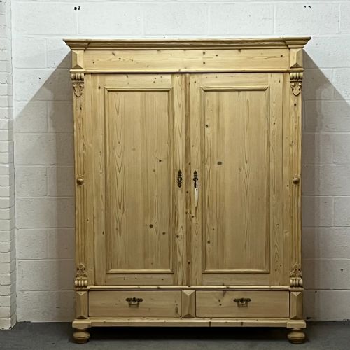 Very Large Antique Pine Wardrobe Which Dismantles