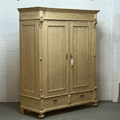 fig 2. Very Large Antique Pine Wardrobe Which Dismantles