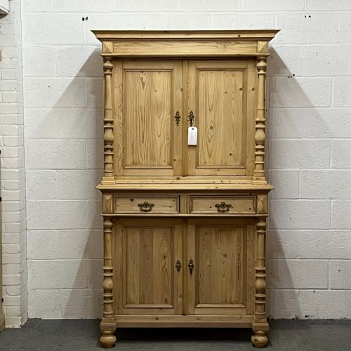 Ornate Antique Cupboard on Cupboard Dresser