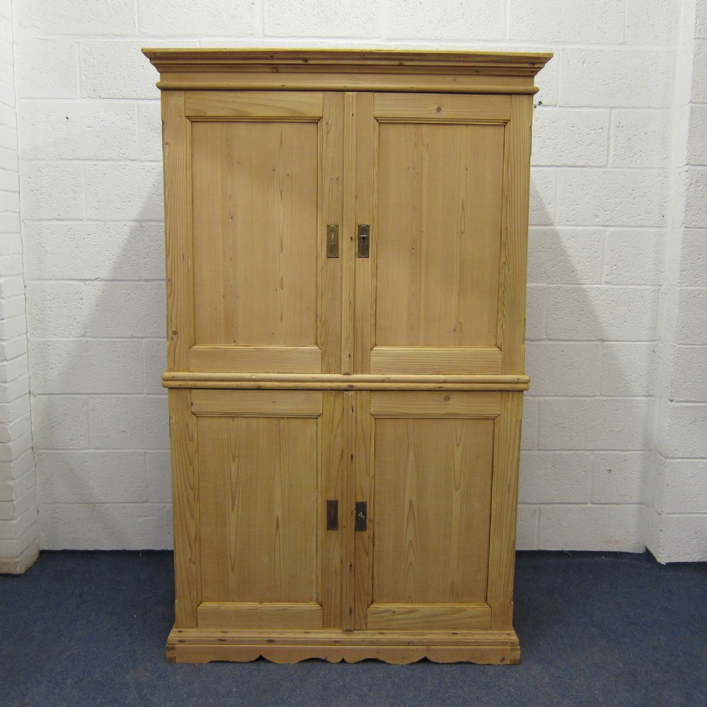 Large old pine cupboard with 4 doors