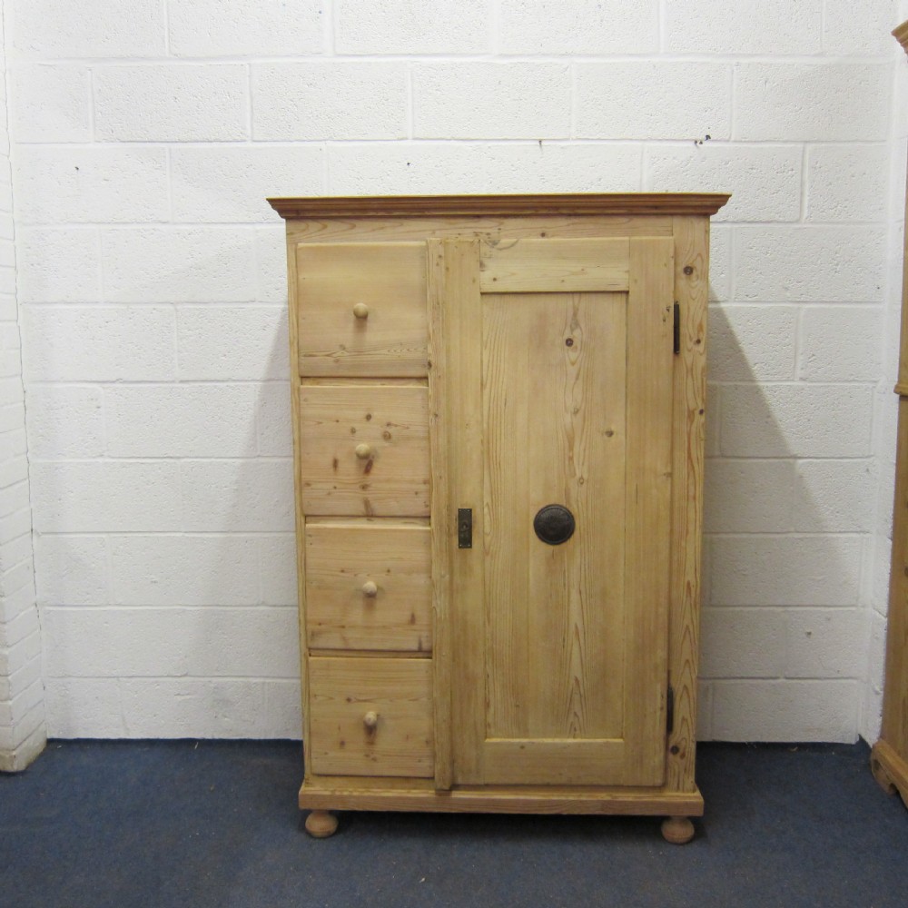 Large antique pine larder cupboard 4 drawers 