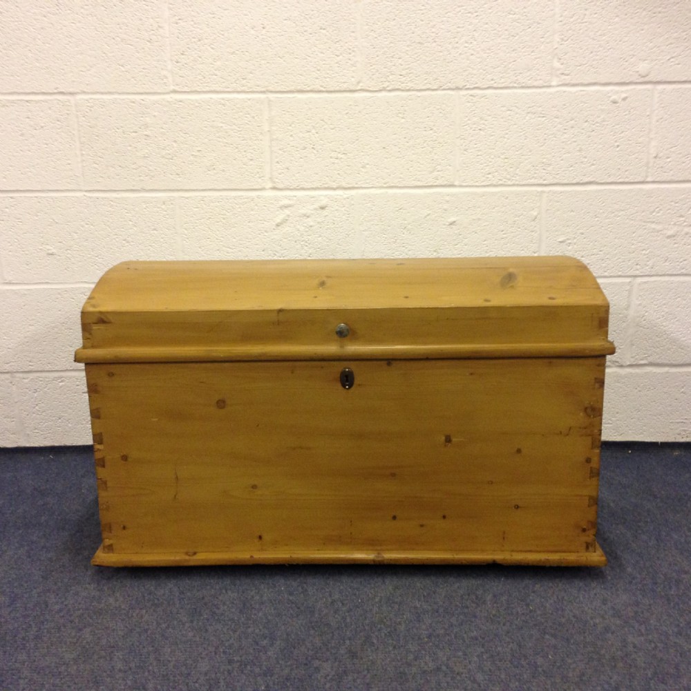 Antique pine dome treasure chest