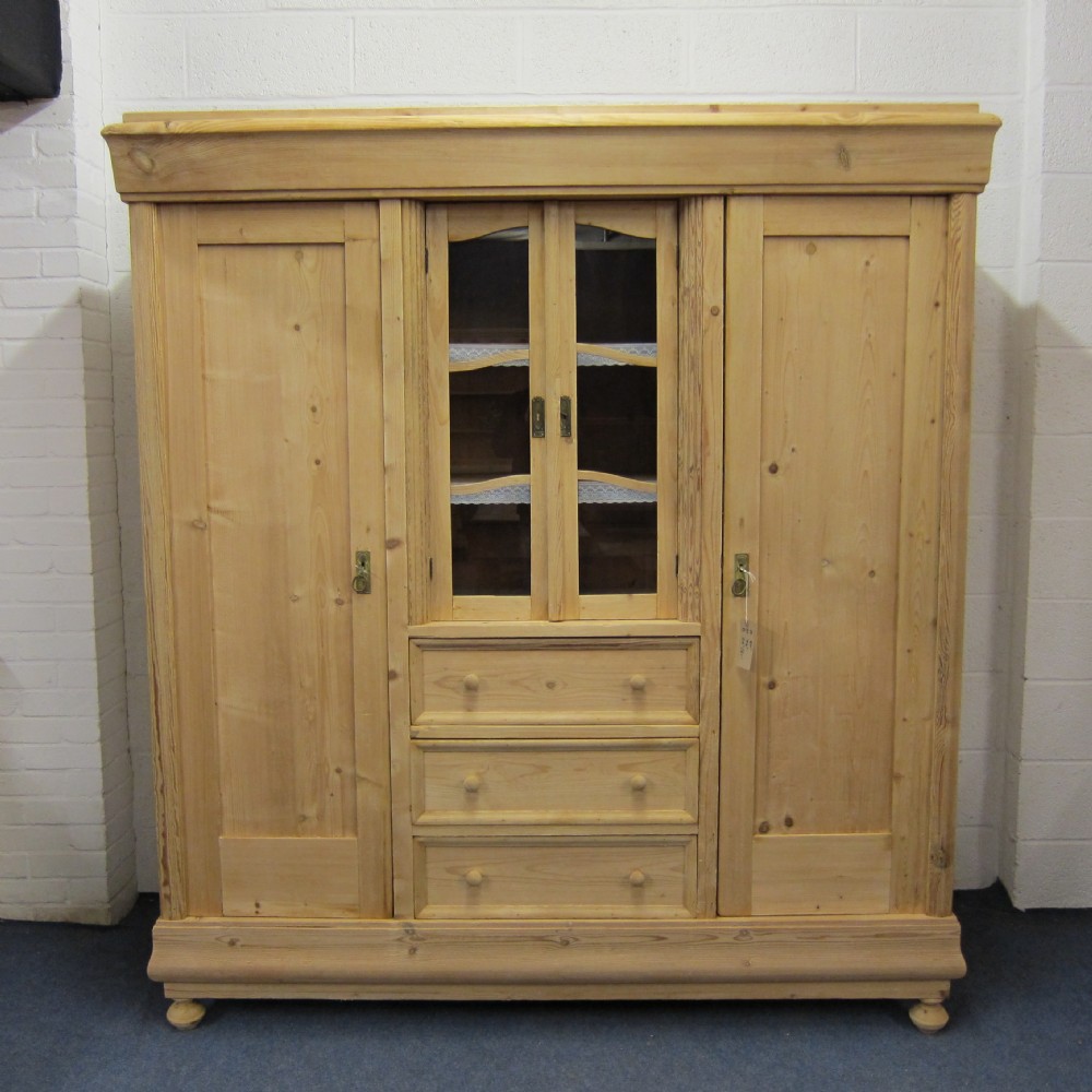 Large East German old pine wardrobe - dismantles