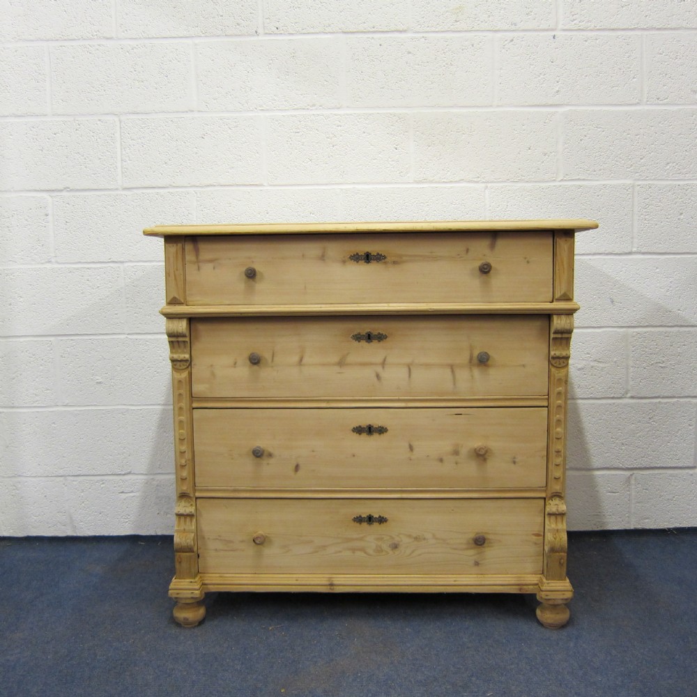 Large antique pine chest of drawers
