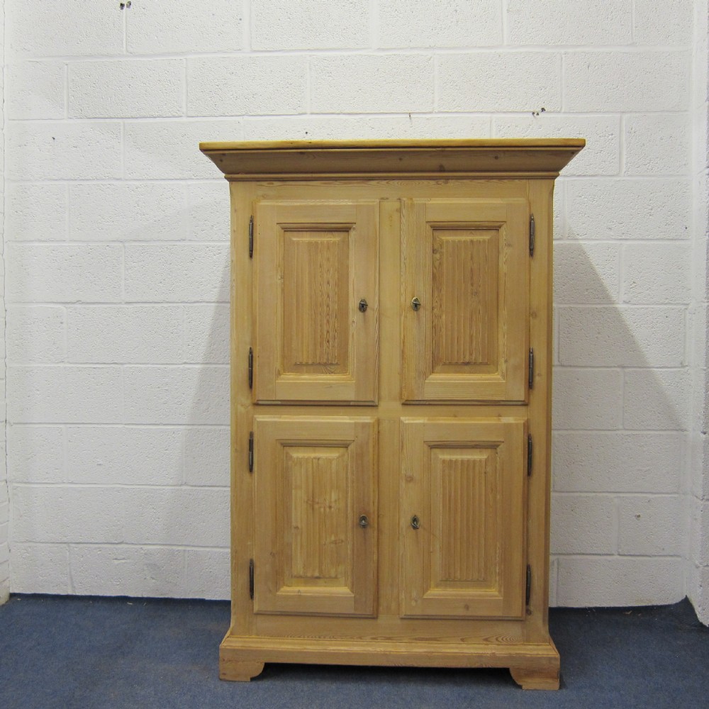 French antique pine 4 door cupboard