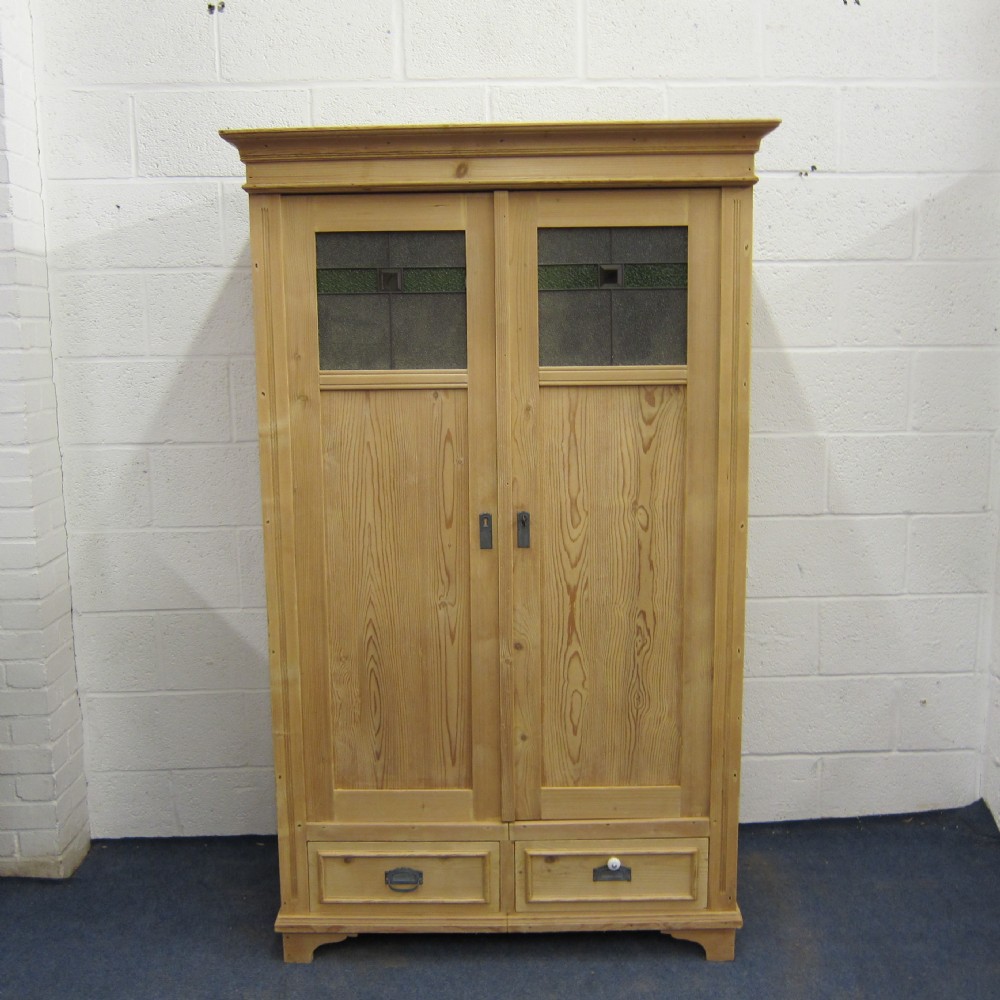 Antique pine wardrobe (partly glazed) 
