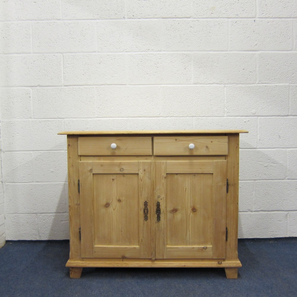 Antique pine dresser base with 2 drawers