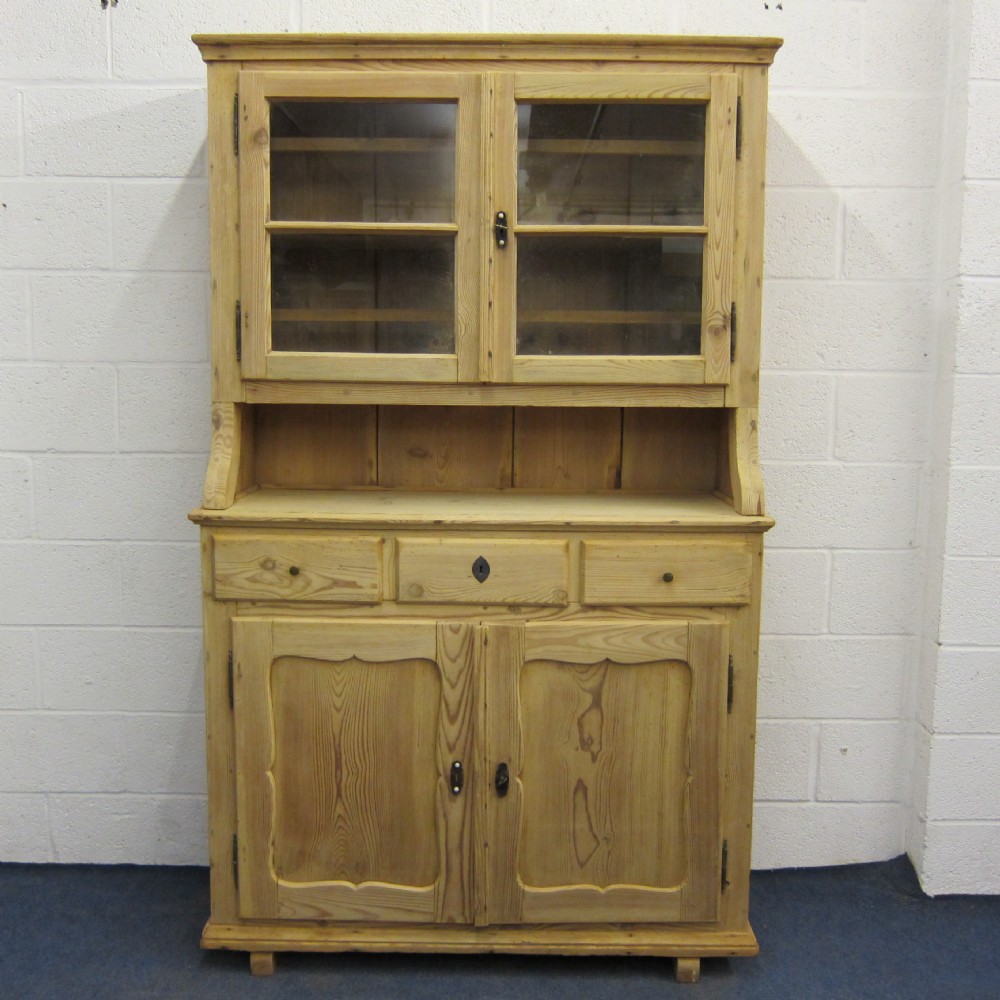 Large old pine dresser with glazed top