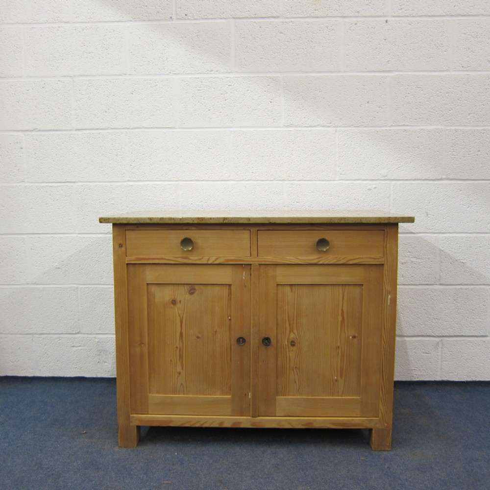 Marble top antique pine cupboard - dresser base