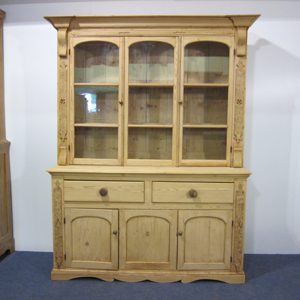 Stunning large Victorian pine glazed dresser