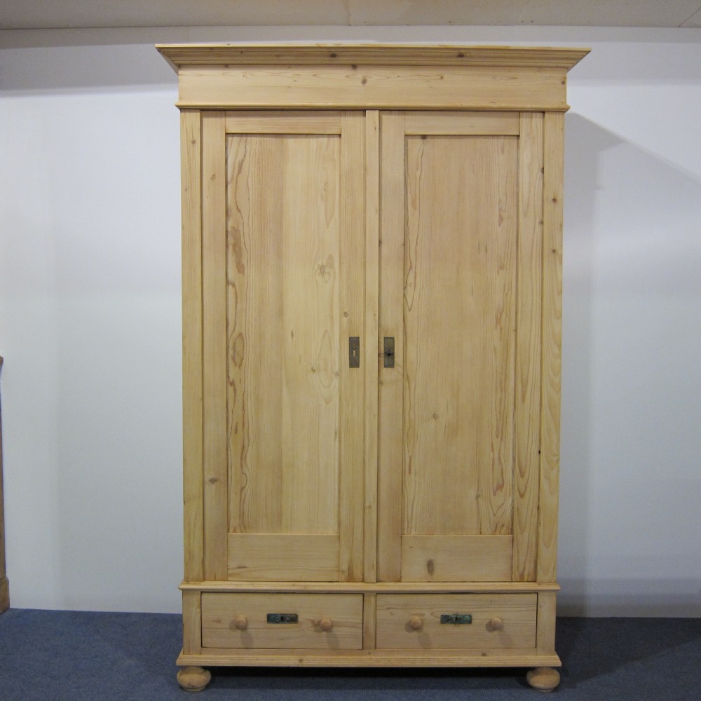 2 door antique pine wardrobe with 2 drawers - dismantles