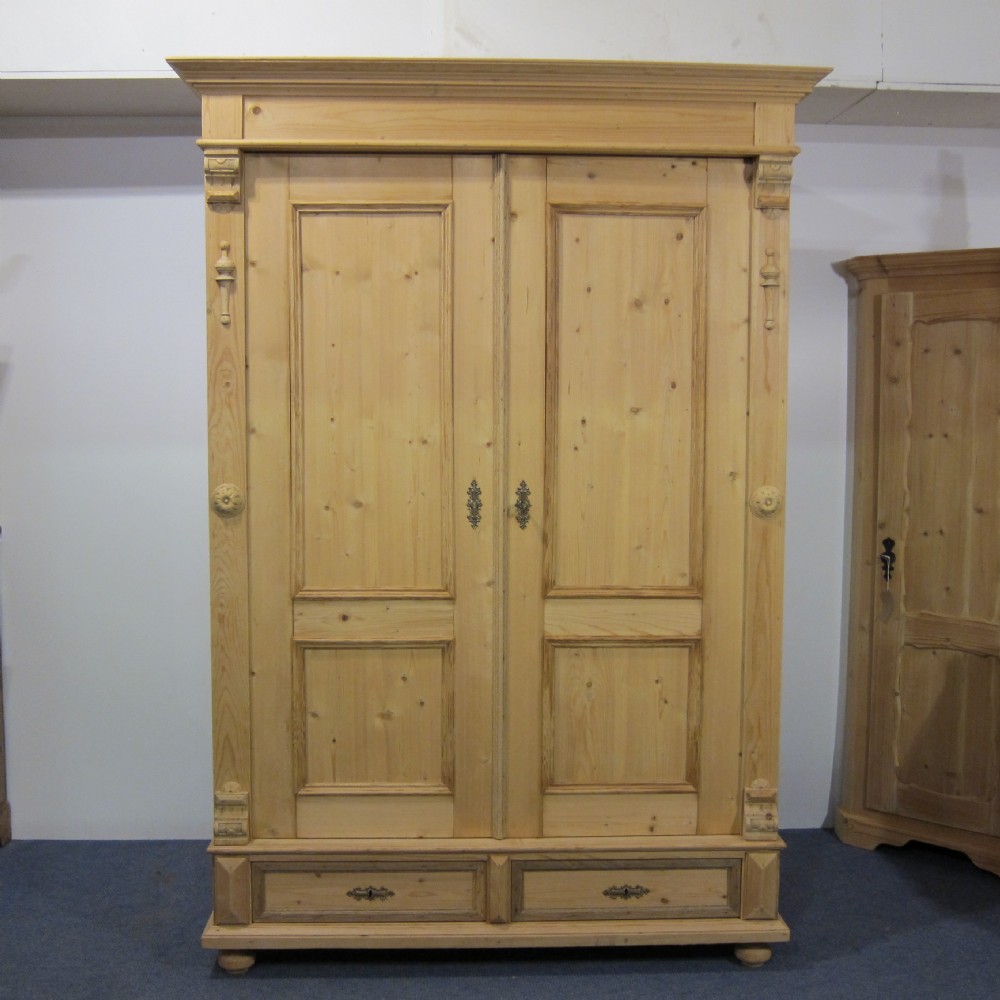 Antique pine wardrobe - 2 drawers - dismantles