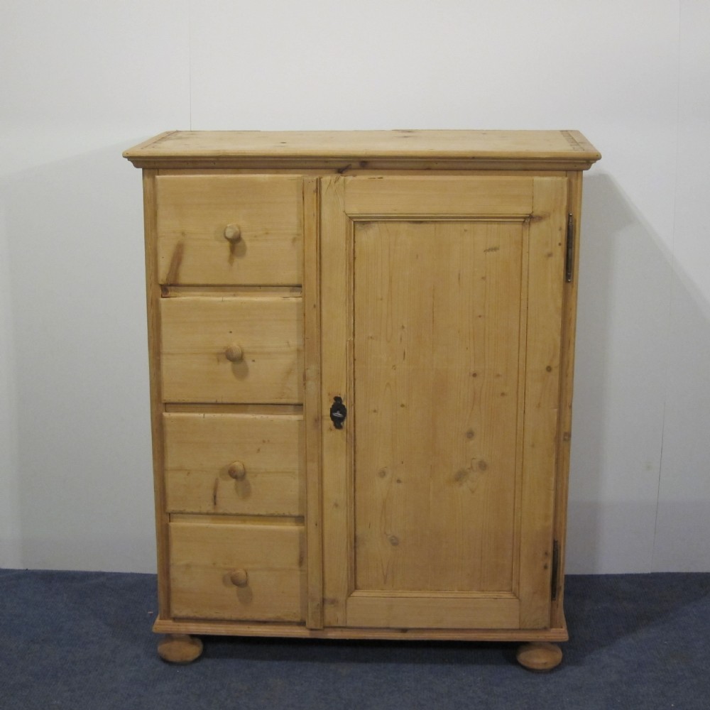 Old pine larder cupboard with 4 drawers