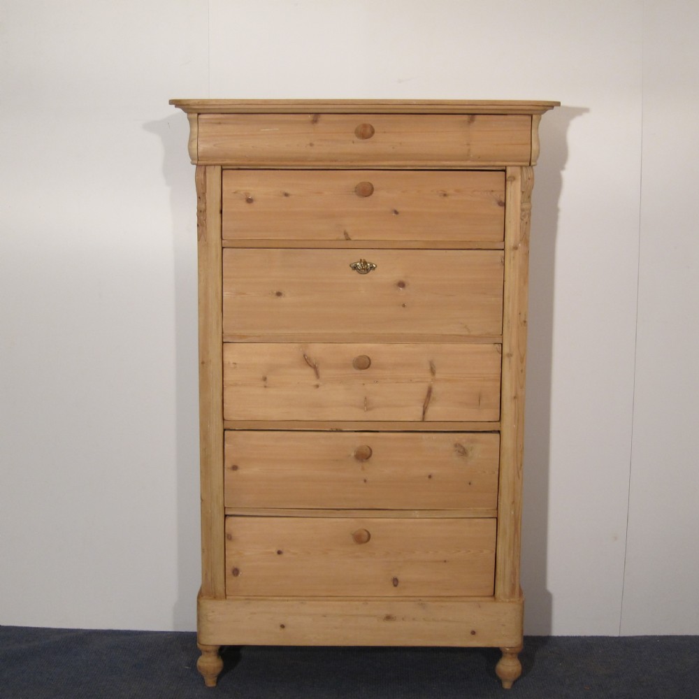 Old tall pine Secretaire - chest of drawers 