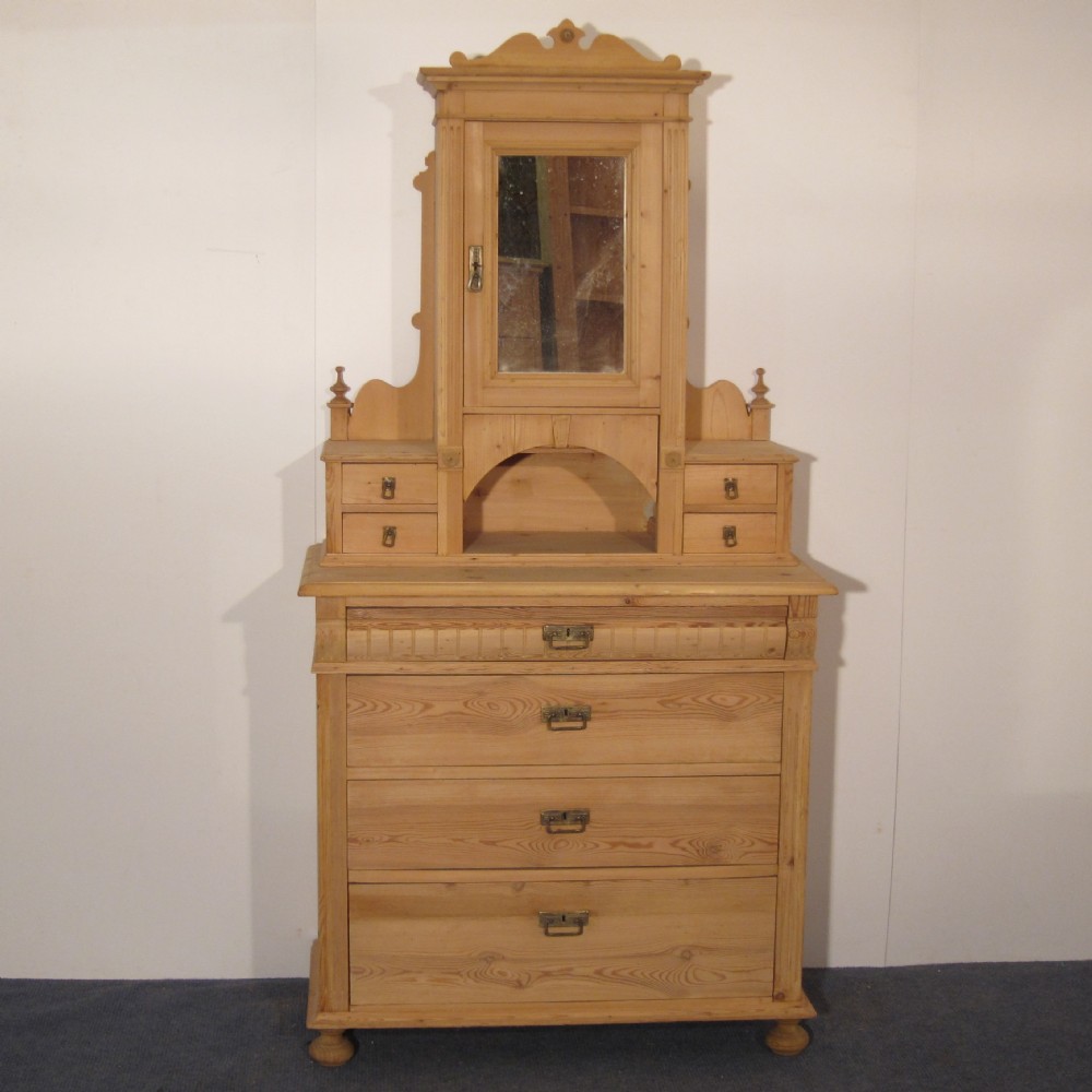 Splendid Danish antique dressing chest with a mirrored cupboard C.1920'S