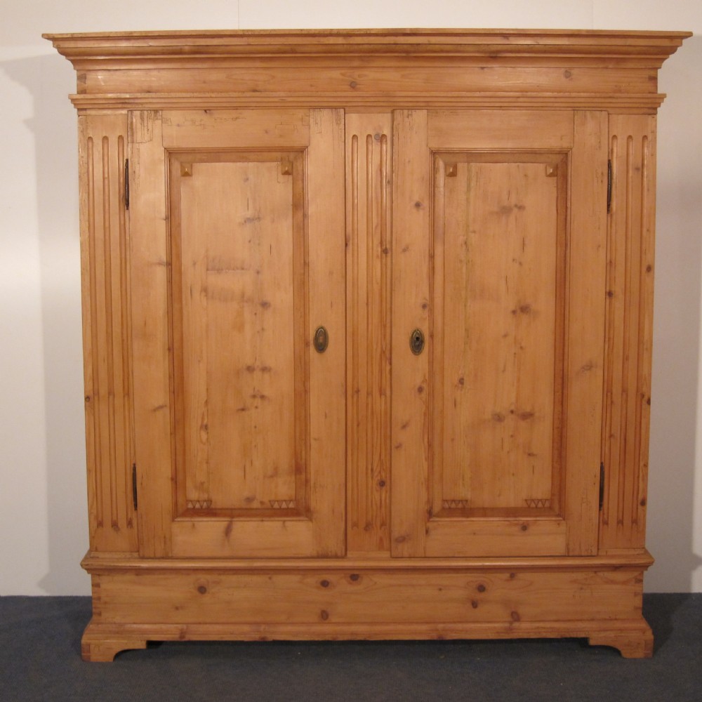 Large old East German pine wardrobe