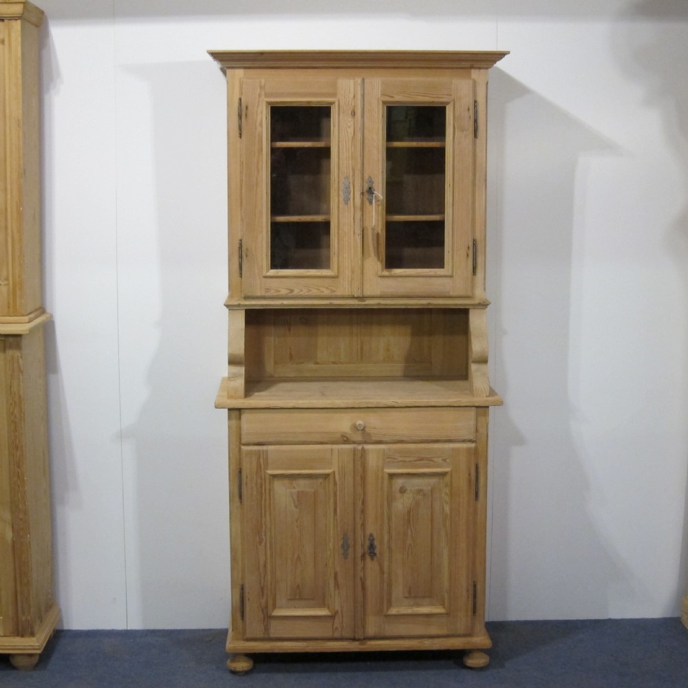 Small antique pine partly glazed dresser