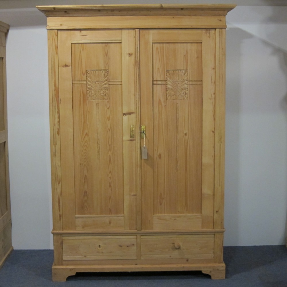 1920's German pine wardrobe with drawers