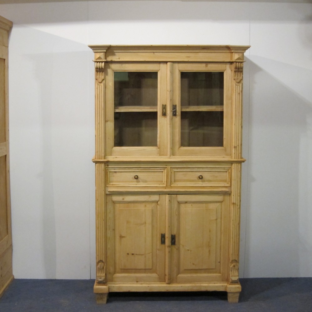 Antique pine part glazed cabinet C.1920