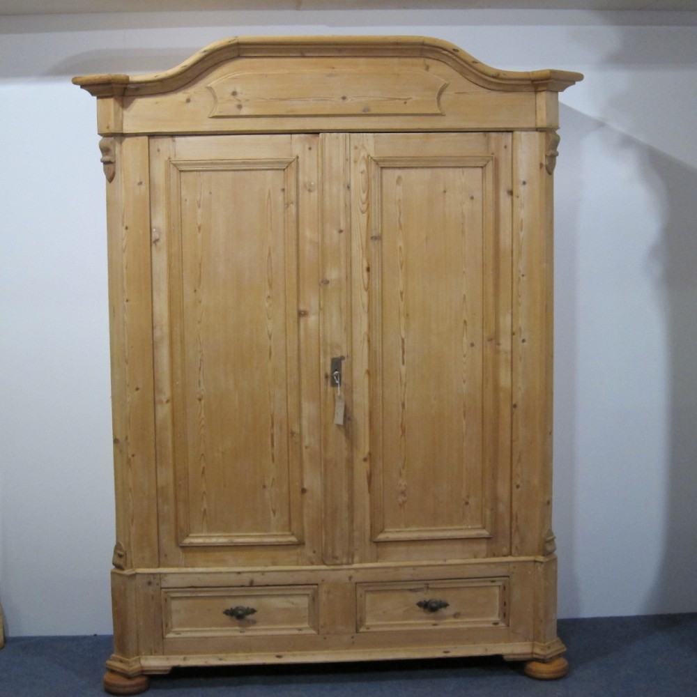 French Antique Pine Double Wardrobe c. Mid 1800's