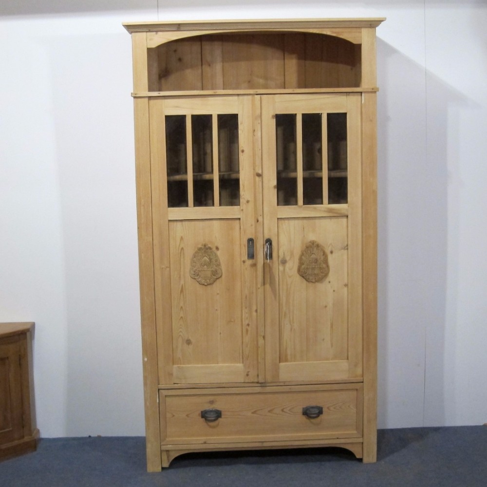 Antique Pine Bookcase Cabinet c.1920