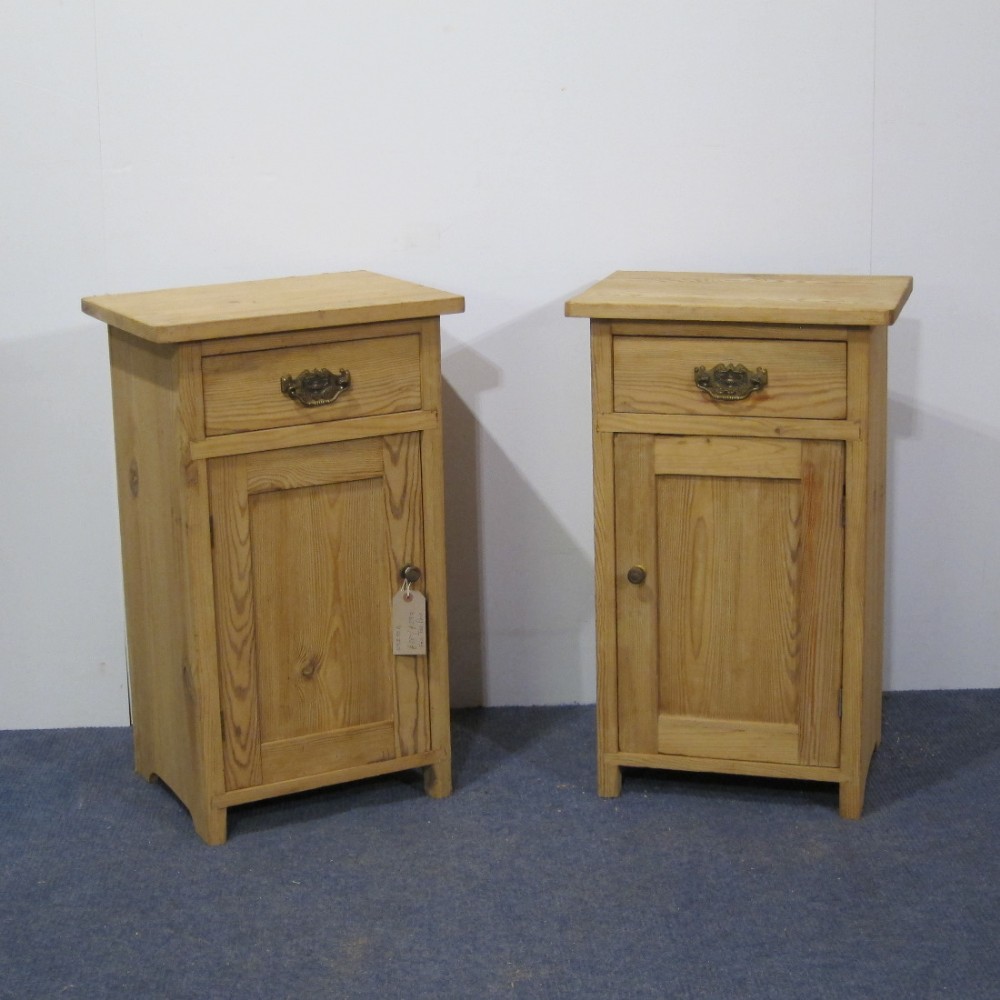 A Lovely Pair of Antique Bedside Cupboards with Original Ornate Handles