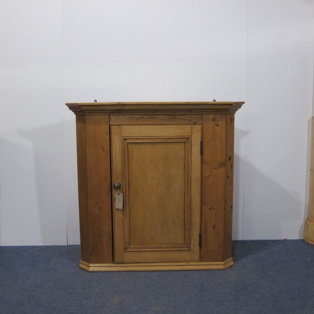 Large Victorian Pine Wall Hanging Corner Cupboard 