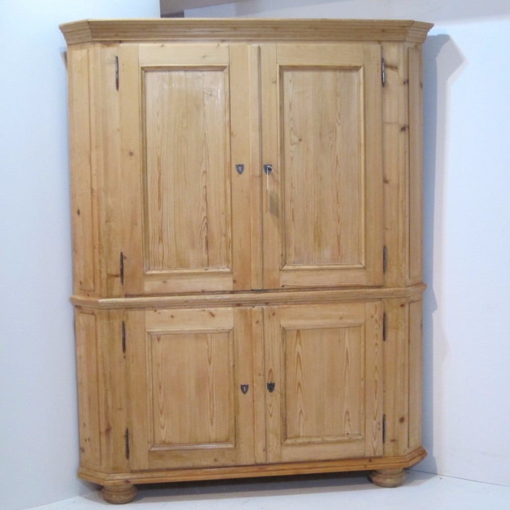 Very Large (1 Piece) Old Pine Corner Cupboard
