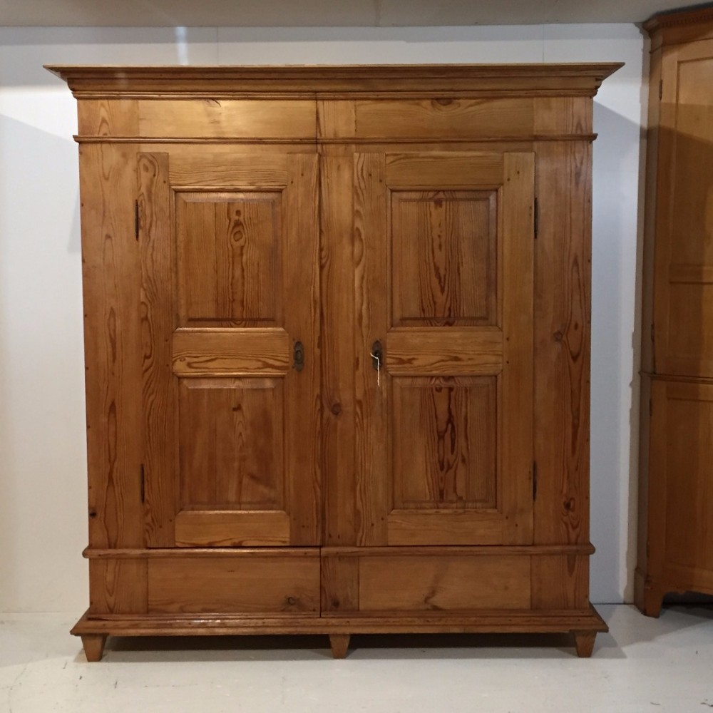 Early 1800's Large Pine Double Wardrobe 