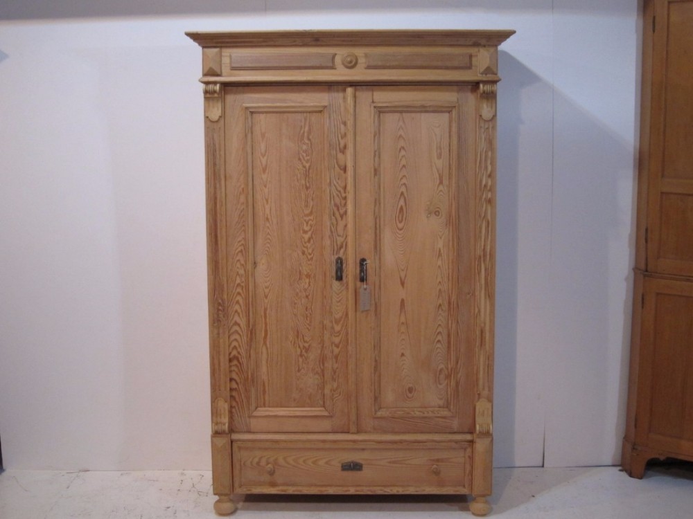 Old Pine 2 Door Wardrobe with Bottom Drawer