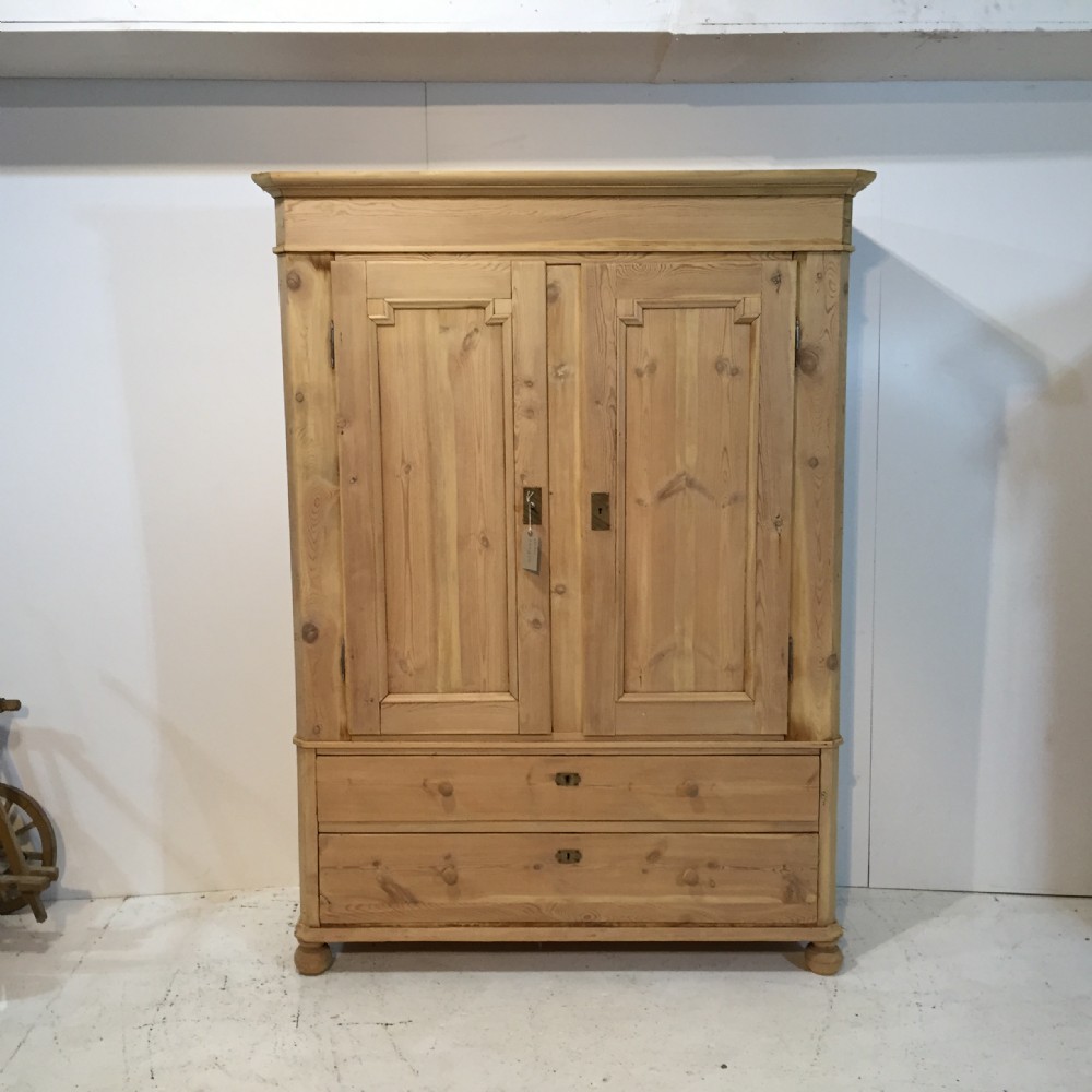 Beautiful Old Pine Danish Wardrobe c.1890