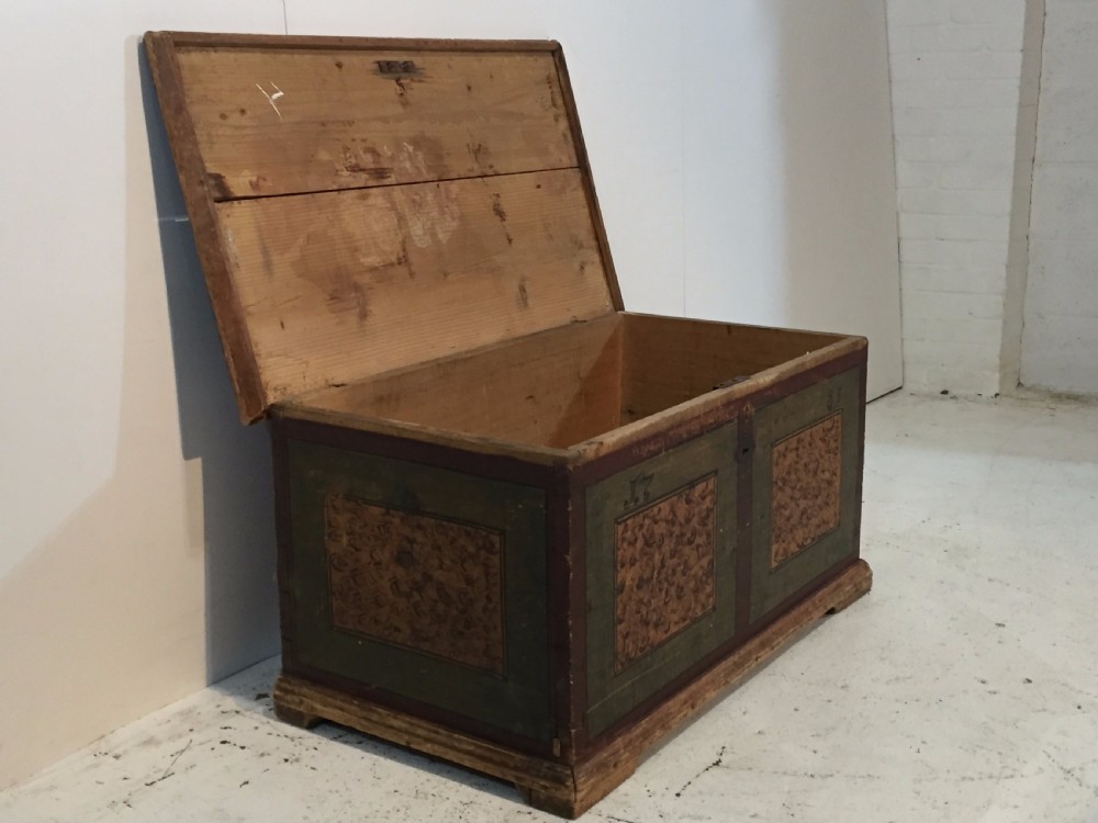 Antique Pine Painted Marriage Chest c.1789 View II